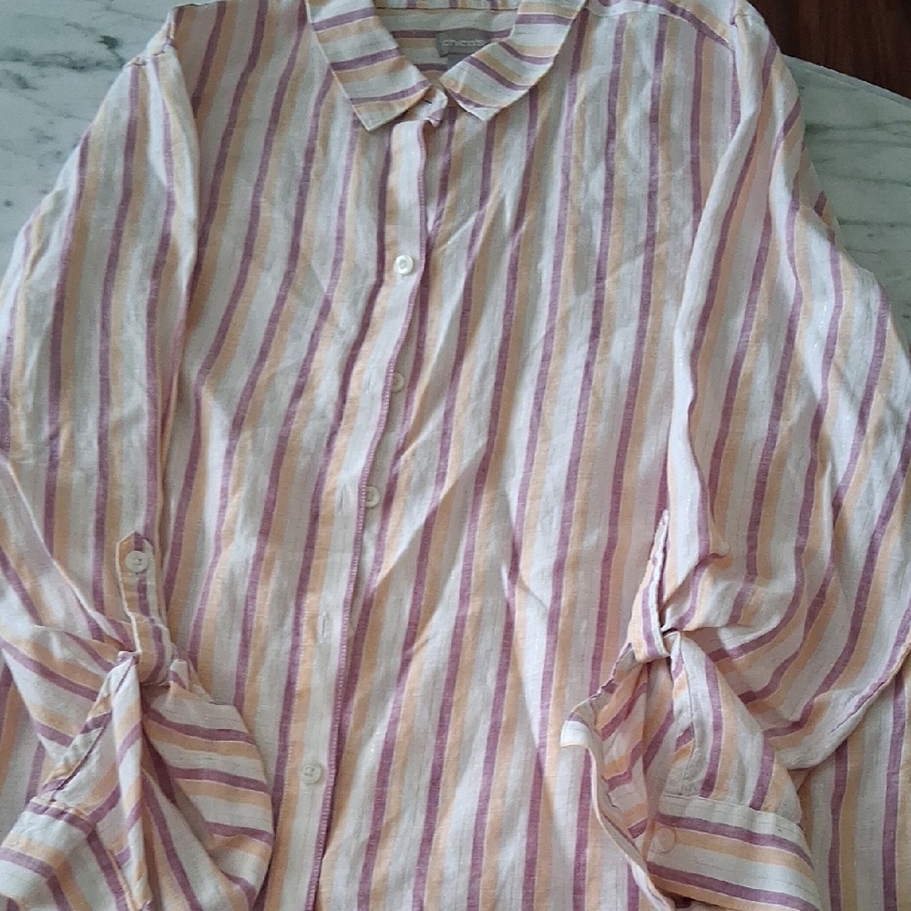 Chico's Pastel Striped Button Down Shirt